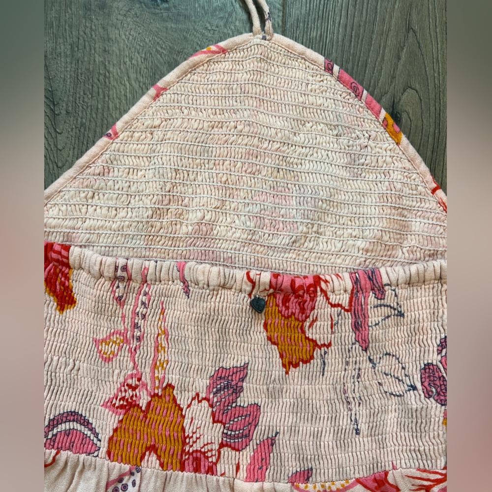 Pink & Coral Floral Halter Smocked Mini Dress - Picture 9 of 12